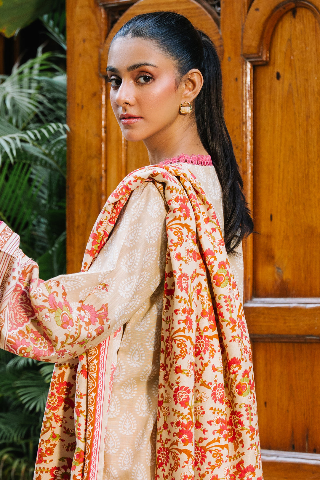 Zellbury | Unstitched 2 Piece Beige Color | Embroidered Shirt Dupatta - 0179 Default Title