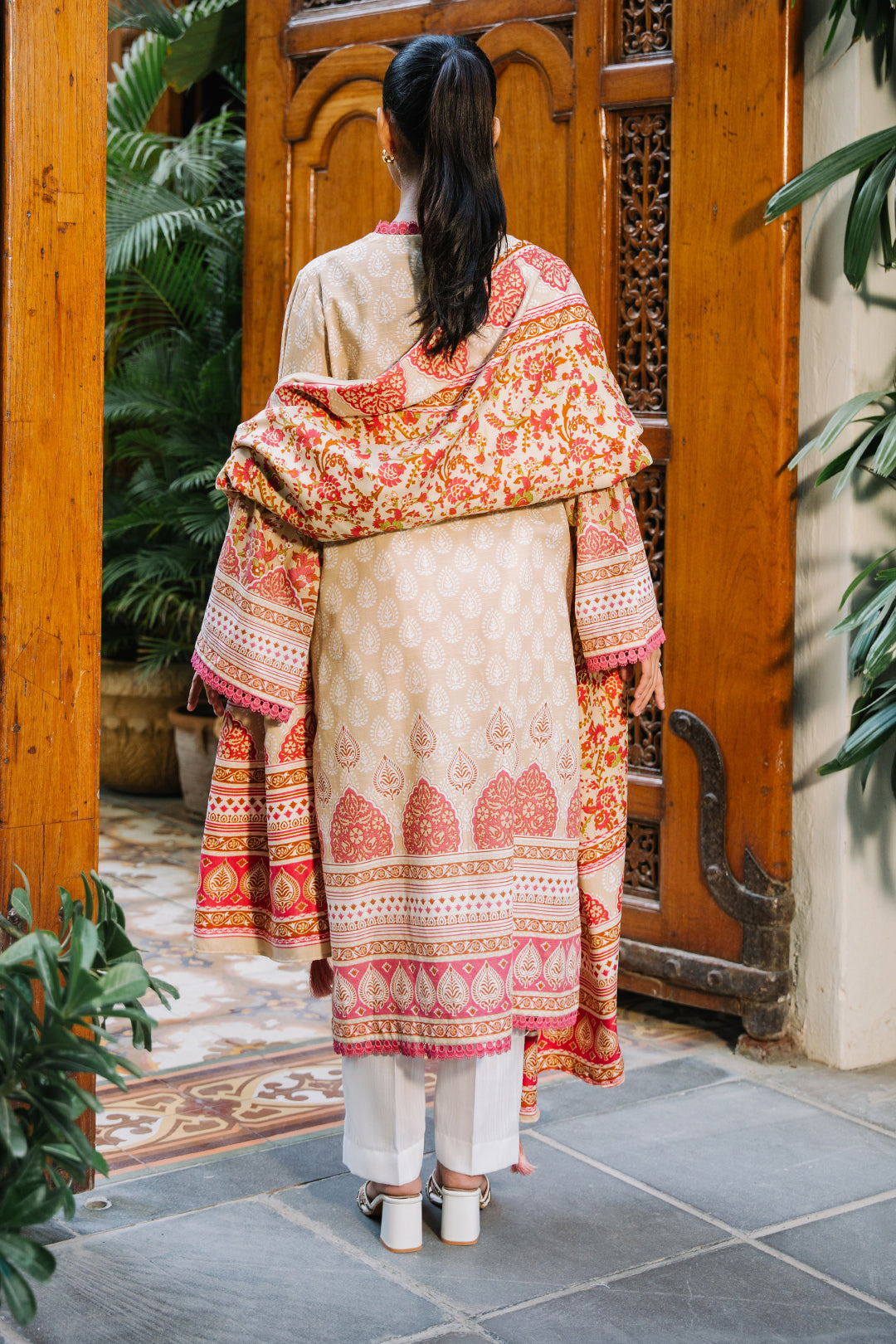 Zellbury | Unstitched 2 Piece Beige Color | Embroidered Shirt Dupatta - 0179