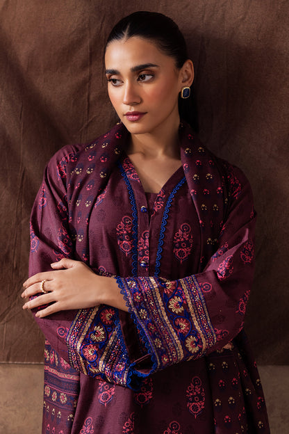 Zellbury | Unstitched 2 Piece Khaddar | Embroidered Shirt Dupatta - 0263 Default Title
