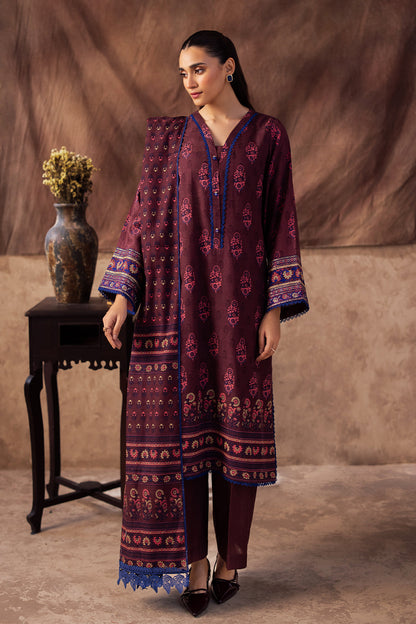 Zellbury | Unstitched 2 Piece Khaddar | Embroidered Shirt Dupatta - 0263