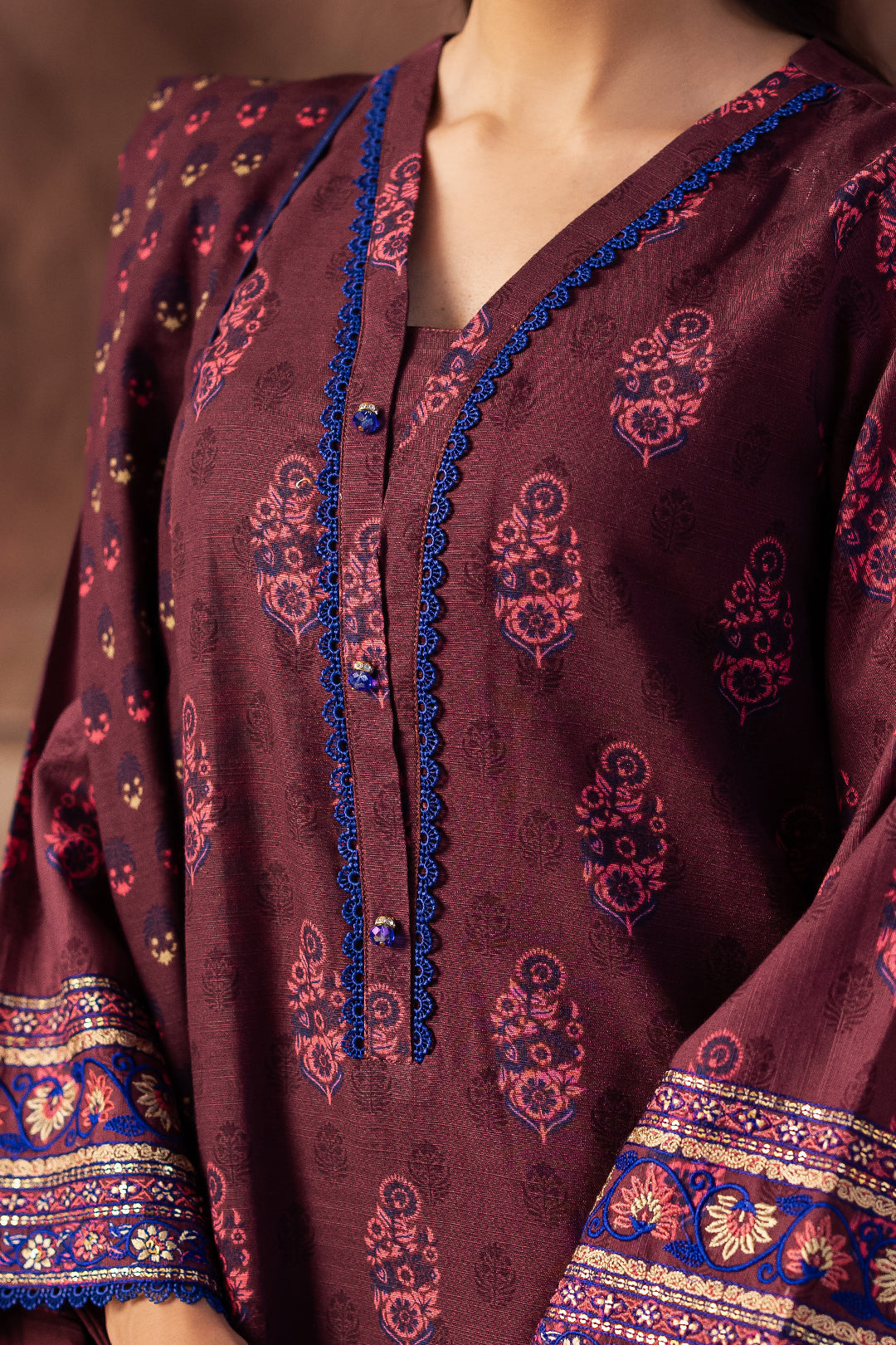 Zellbury | Unstitched 2 Piece Khaddar | Embroidered Shirt Dupatta - 0263