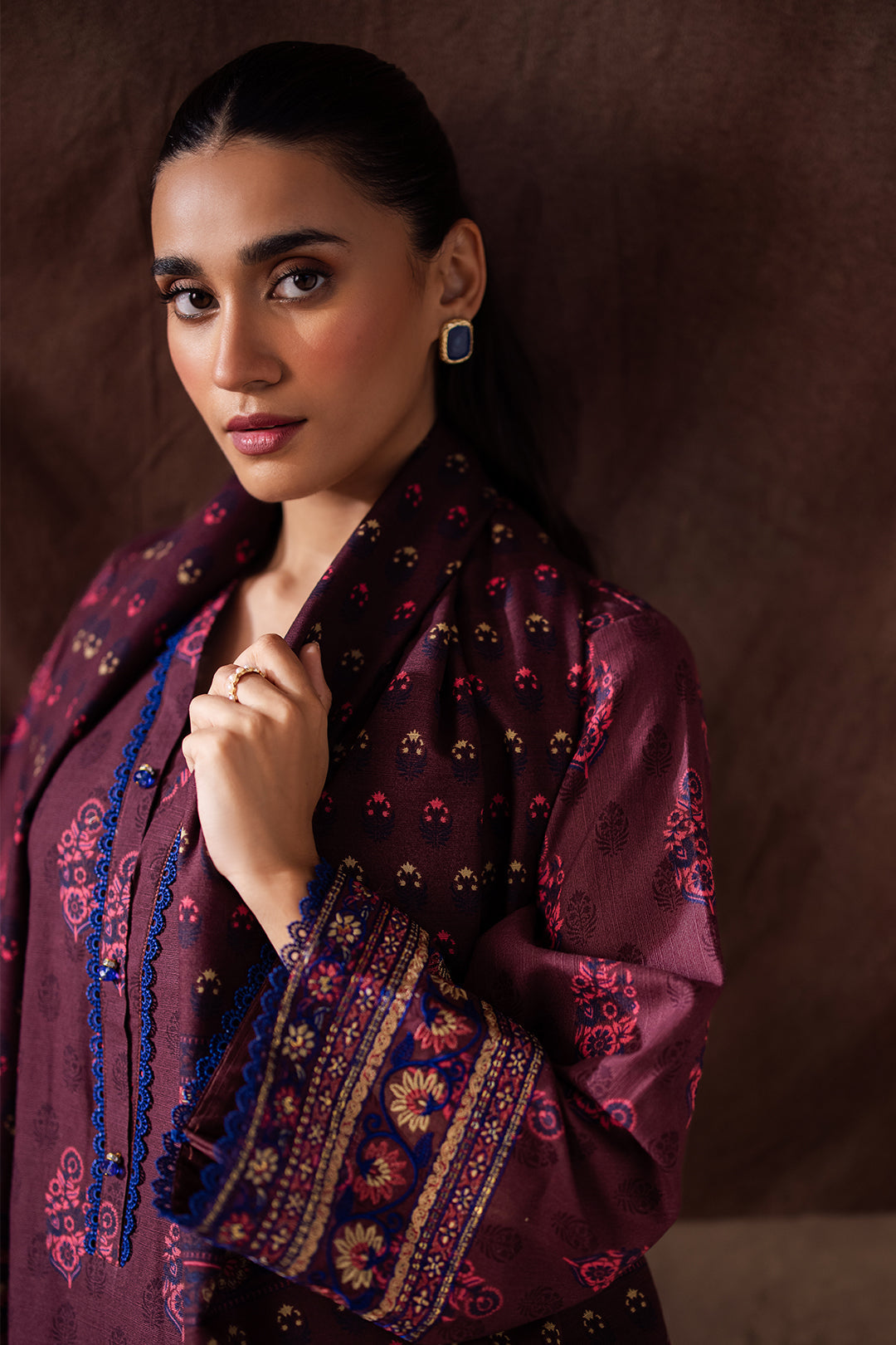 Zellbury | Unstitched 2 Piece Khaddar | Embroidered Shirt Dupatta - 0263