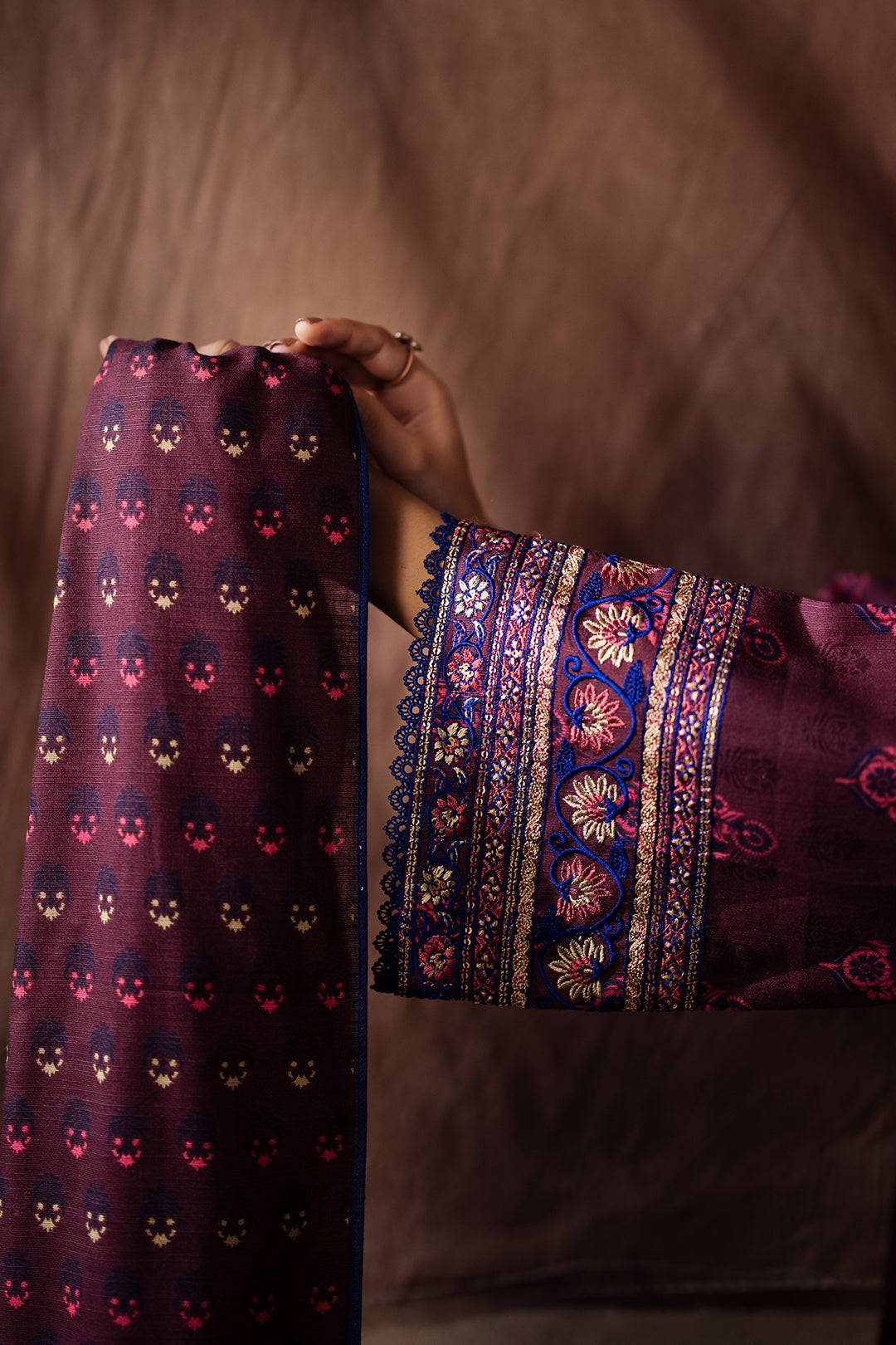 Zellbury | Unstitched 2 Piece Khaddar | Embroidered Shirt Dupatta - 0263