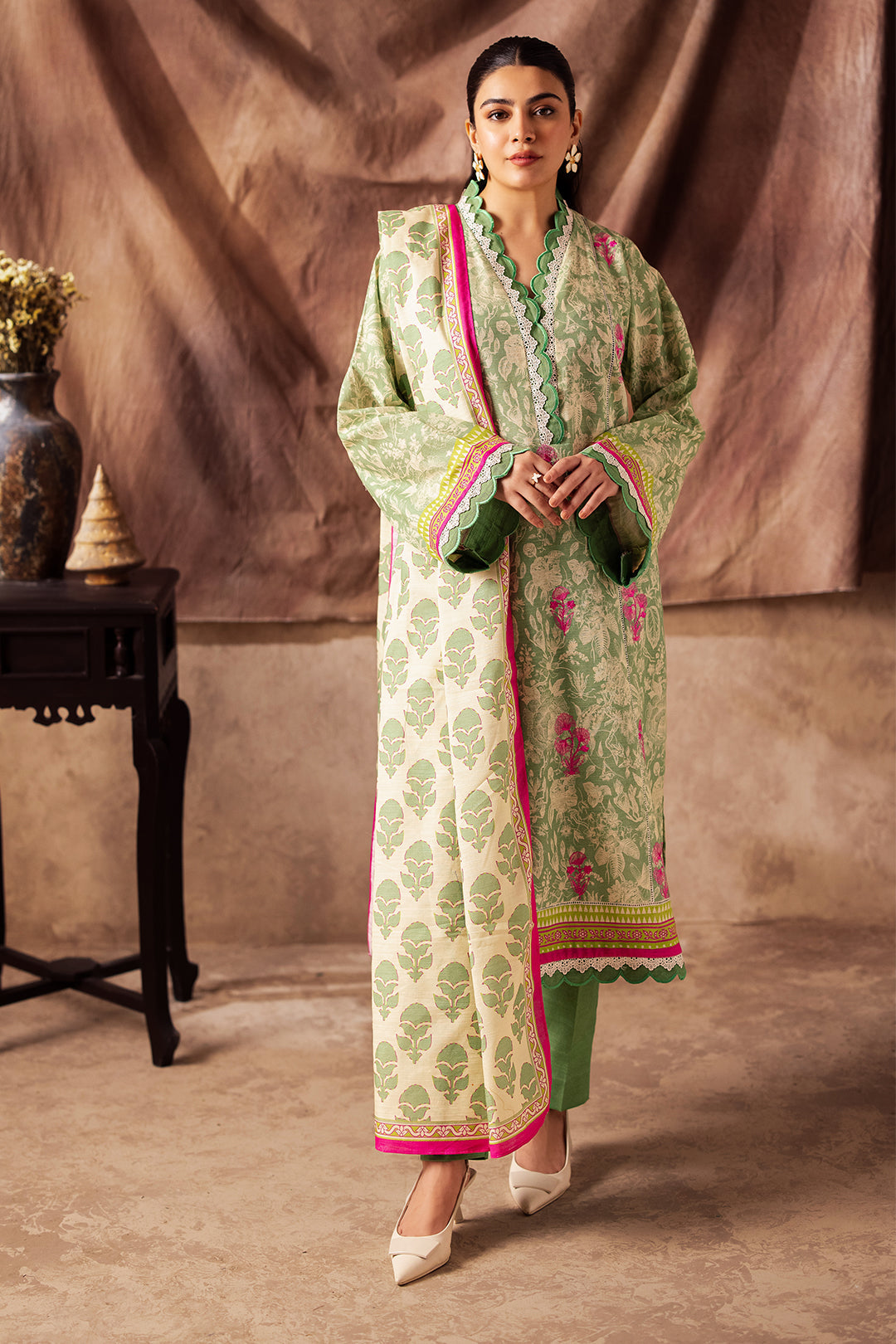 Zellbury | Unstitched 2 Piece Khaddar | Embroidered Shirt Dupatta - 0266