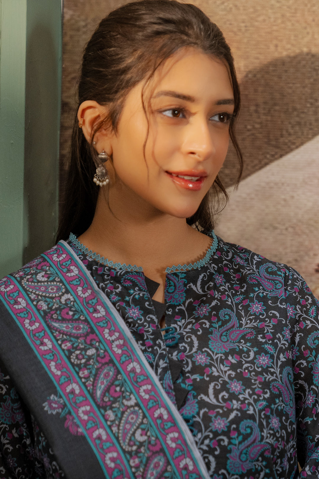 Zellbury | Unstitched 2 Piece Khaddar | Embroidered Shirt Dupatta - 0347