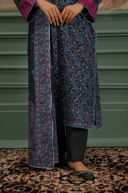 Zellbury | Unstitched 2 Piece Khaddar | Embroidered Shirt Dupatta - 0347