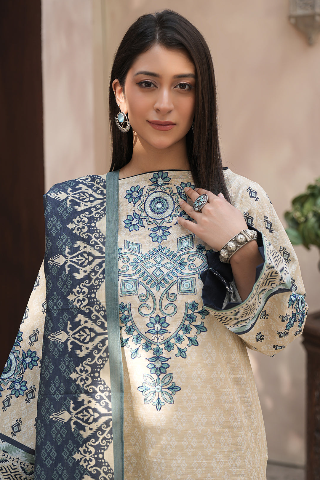 Zellbury | Unstitched 2 Piece Khaddar | Embroidered Shirt Dupatta - 0349 Default Title