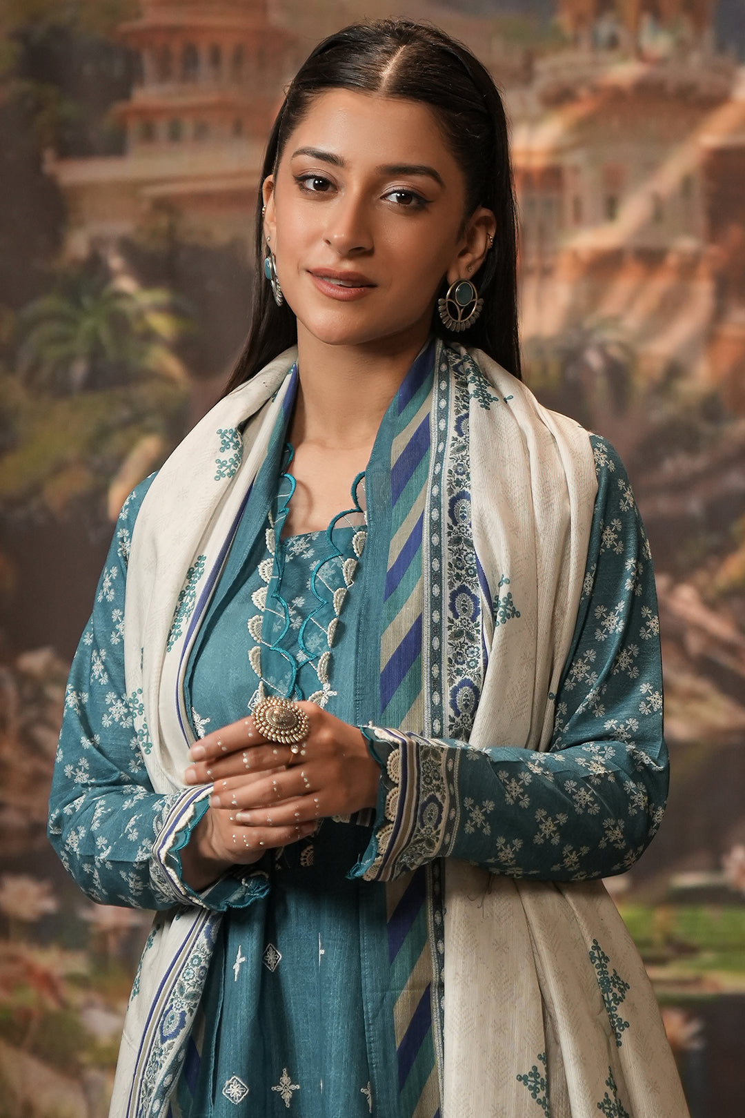 Zellbury | Unstitched 2 Piece Khaddar | Embroidered Shirt Dupatta - 0350 Default Title