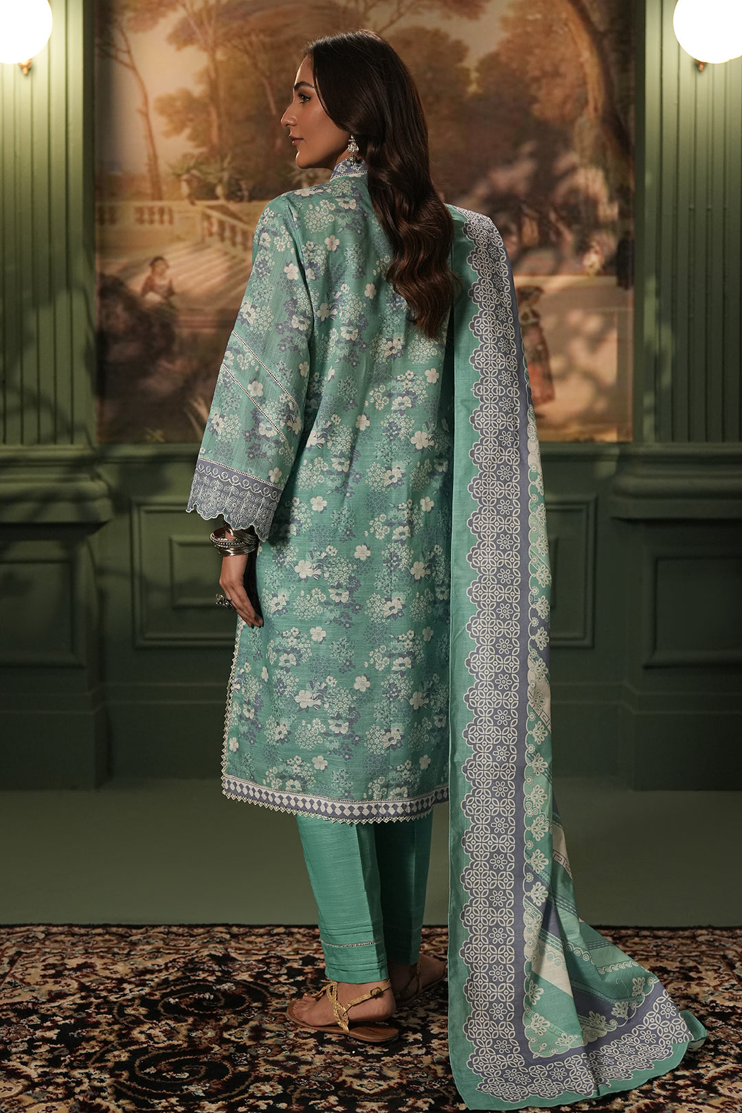 Zellbury | Unstitched 2 Piece Khaddar | Embroidered Shirt Dupatta - 0351