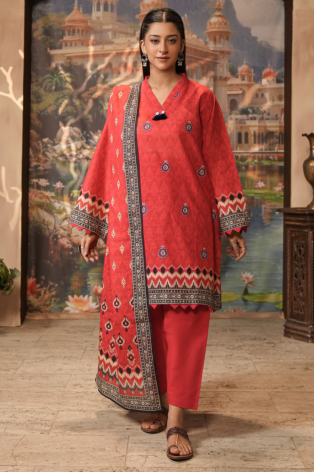 Zellbury | Unstitched 2 Piece Khaddar | Embroidered Shirt Dupatta - 0436