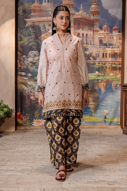 Zellbury | Unstitched 2 Piece Khaddar | Embroidered Shirt Shalwar - 0439