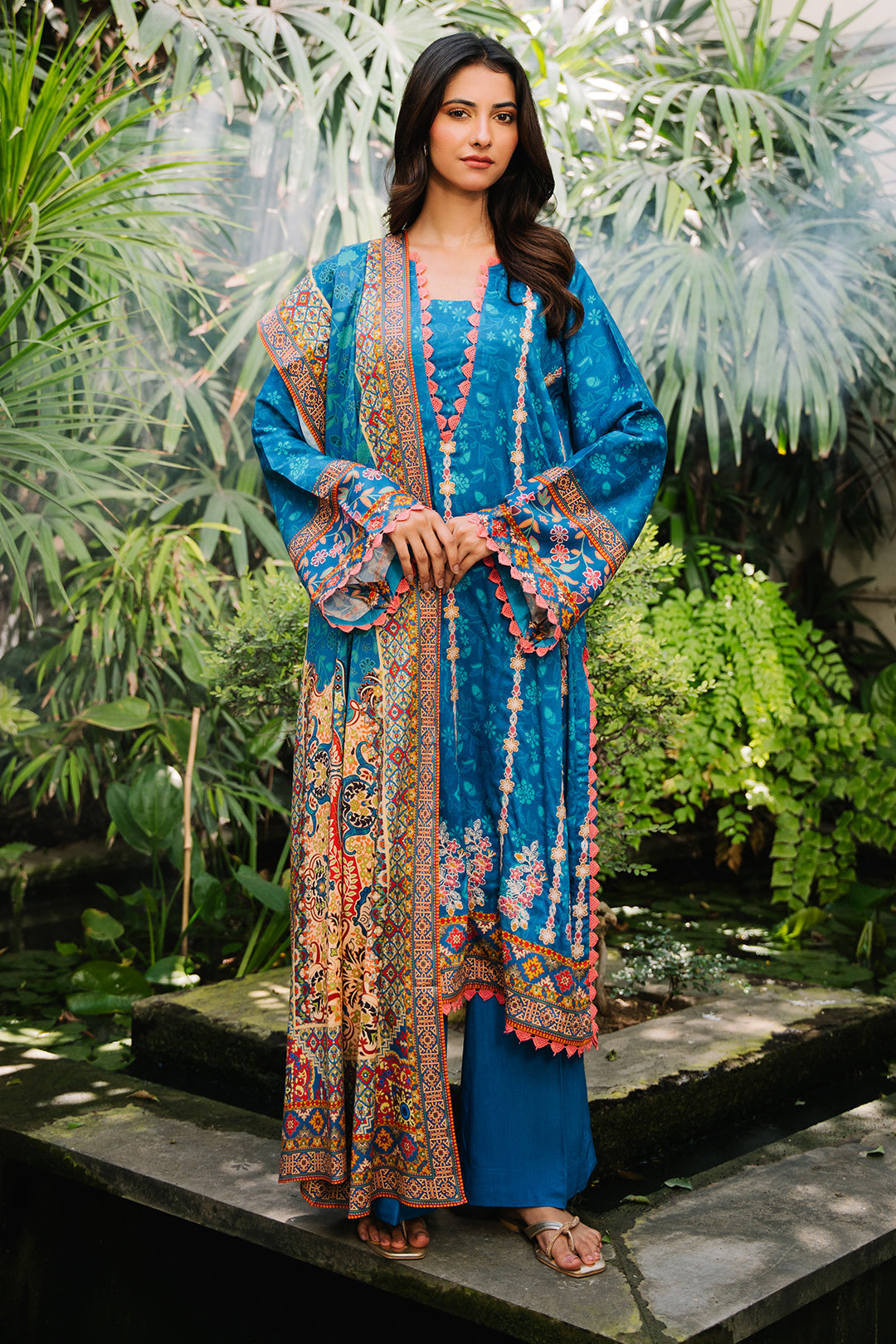 Zellbury | Unstitched 3 Piece Viscose | Embroidered Shirt Shalwar Dupatta - 0223