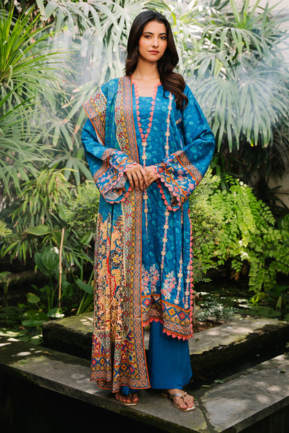 Zellbury | Unstitched 3 Piece Viscose | Embroidered Shirt Shalwar Dupatta - 0223