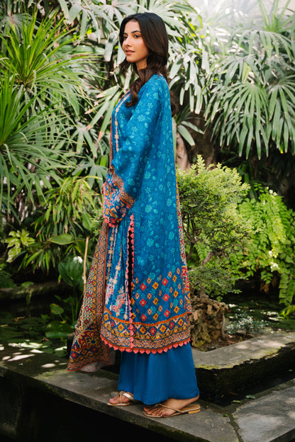 Zellbury | Unstitched 3 Piece Viscose | Embroidered Shirt Shalwar Dupatta - 0223