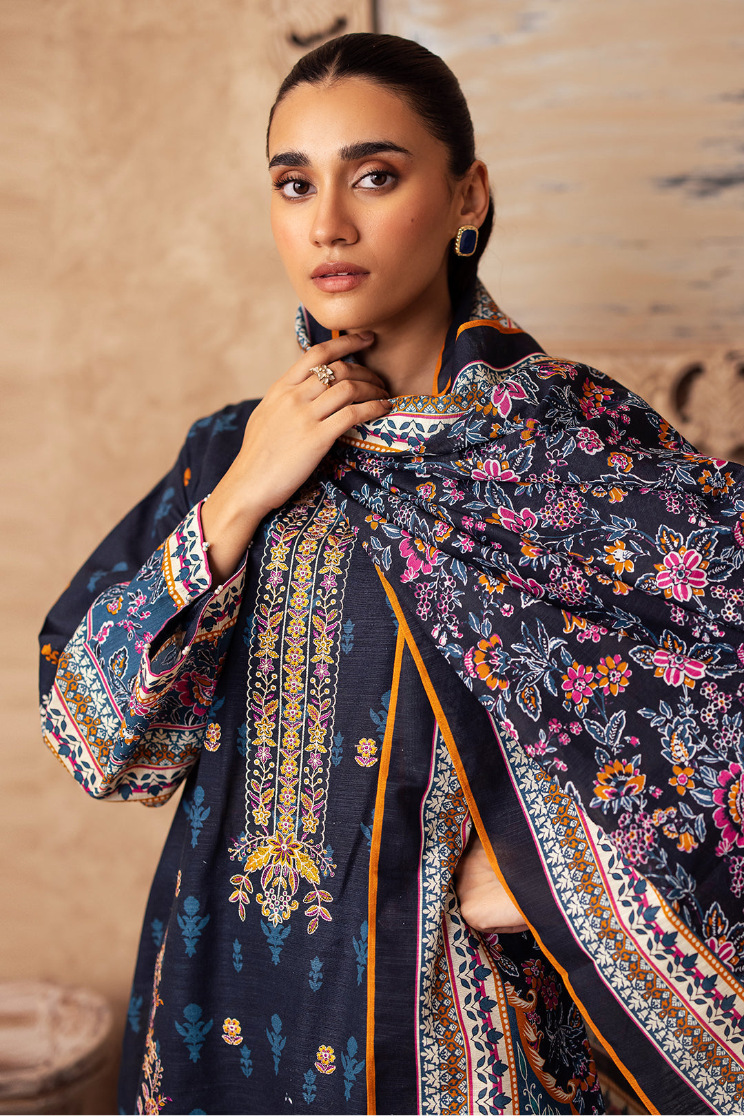 Zellbury | Unstitched 3 Piece Khaddar | Embroidered Shirt Shalwar Dupatta - 0225 Default Title