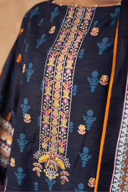 Zellbury | Unstitched 3 Piece Khaddar | Embroidered Shirt Shalwar Dupatta - 0225
