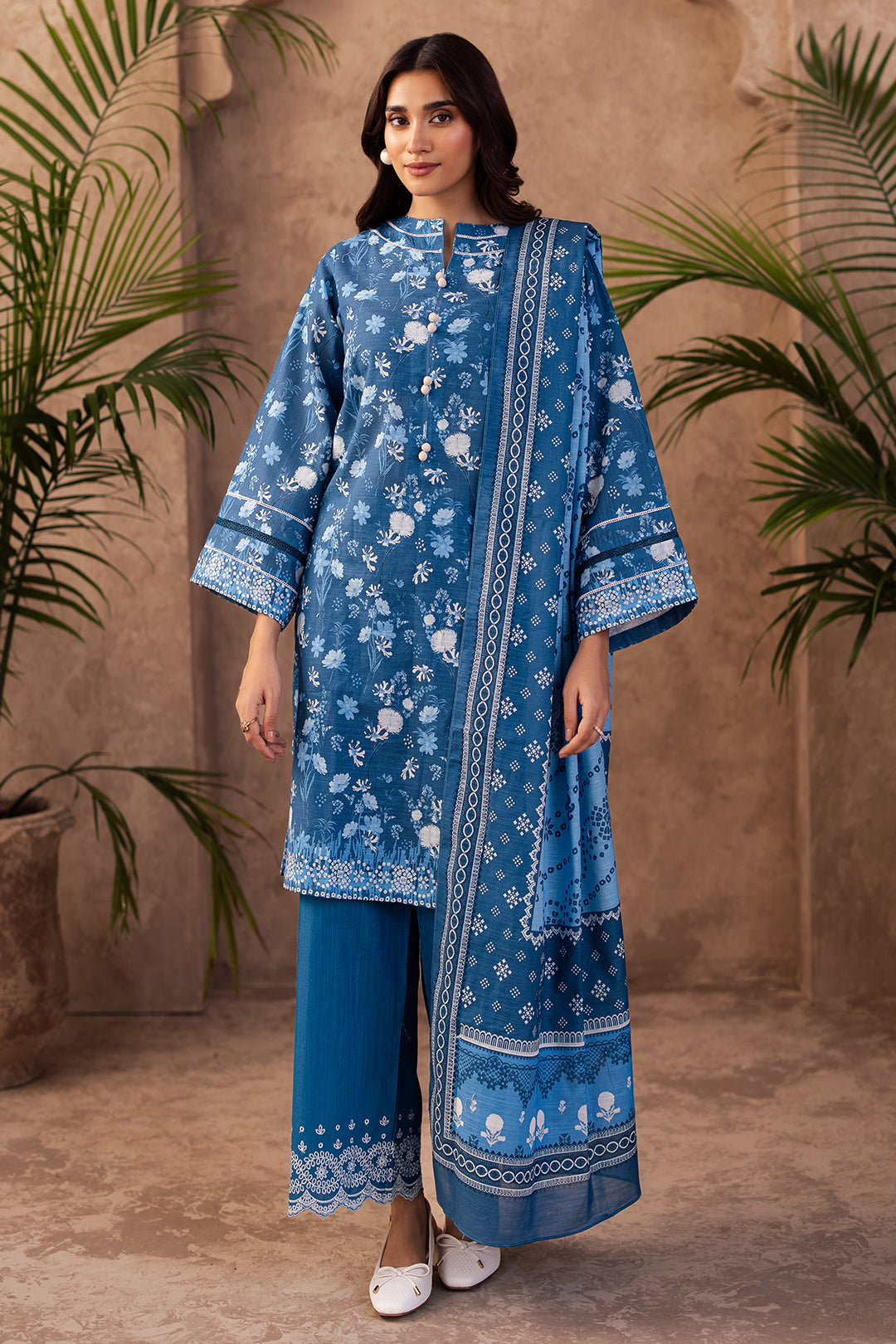 Zellbury | Unstitched 3 Piece Khaddar | Embroidered Shirt Shalwar Dupatta - 0226