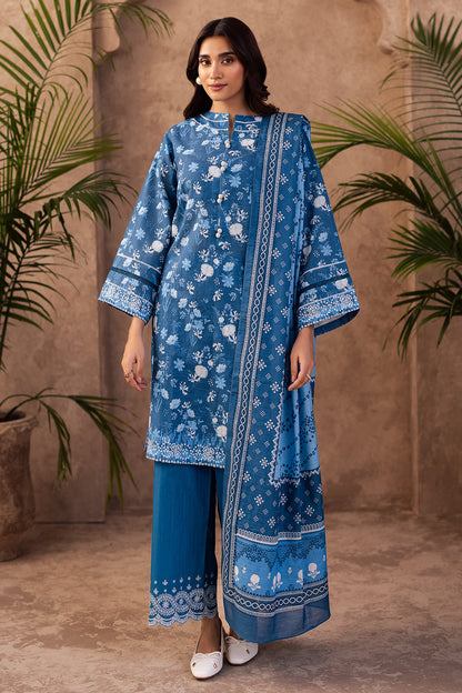 Zellbury | Unstitched 3 Piece Khaddar | Embroidered Shirt Shalwar Dupatta - 0226