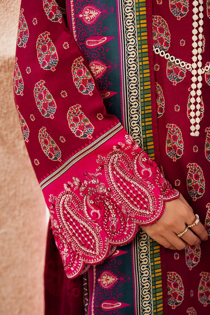 Zellbury | Unstitched 3 Piece Viscose | Embroidered Shirt Shalwar Dupatta - 0228