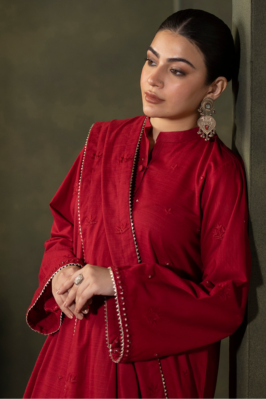 Zellbury | Unstitched 3 Piece Khaddar | Embroidered Shirt Shalwar Dupatta - 0238 Default Title