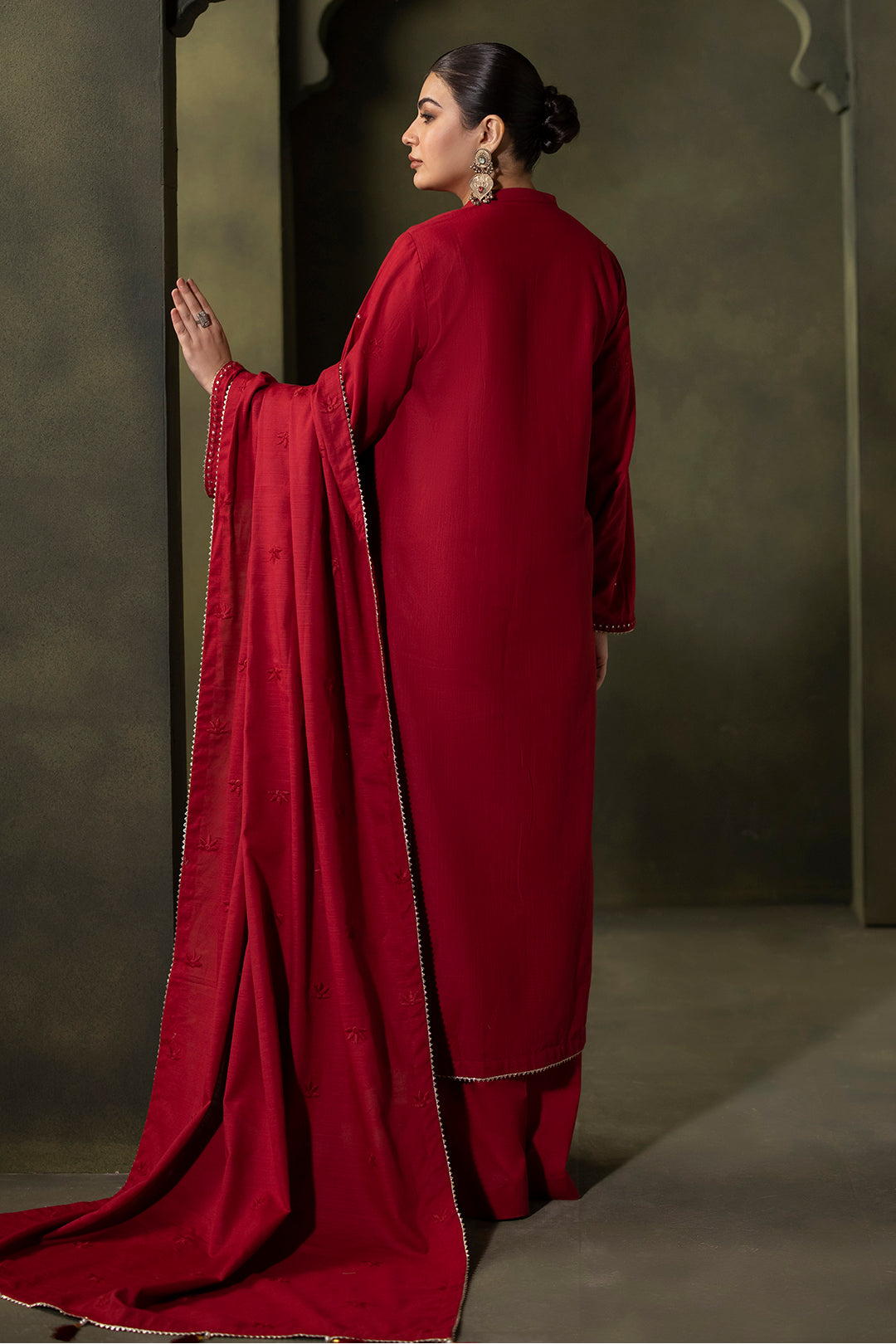 Zellbury | Unstitched 3 Piece Khaddar | Embroidered Shirt Shalwar Dupatta - 0238