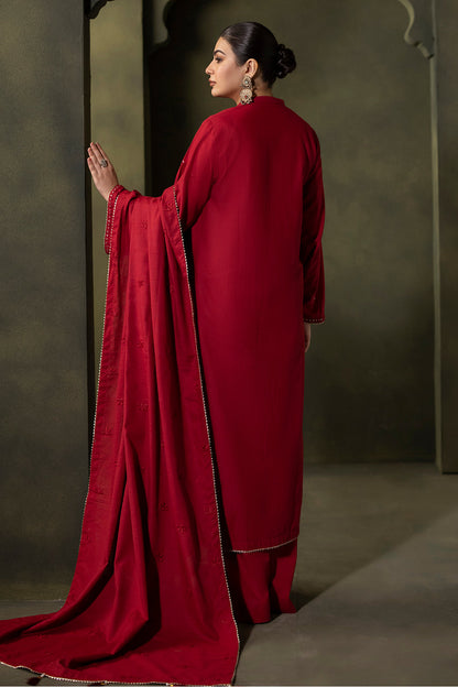 Zellbury | Unstitched 3 Piece Khaddar | Embroidered Shirt Shalwar Dupatta - 0238