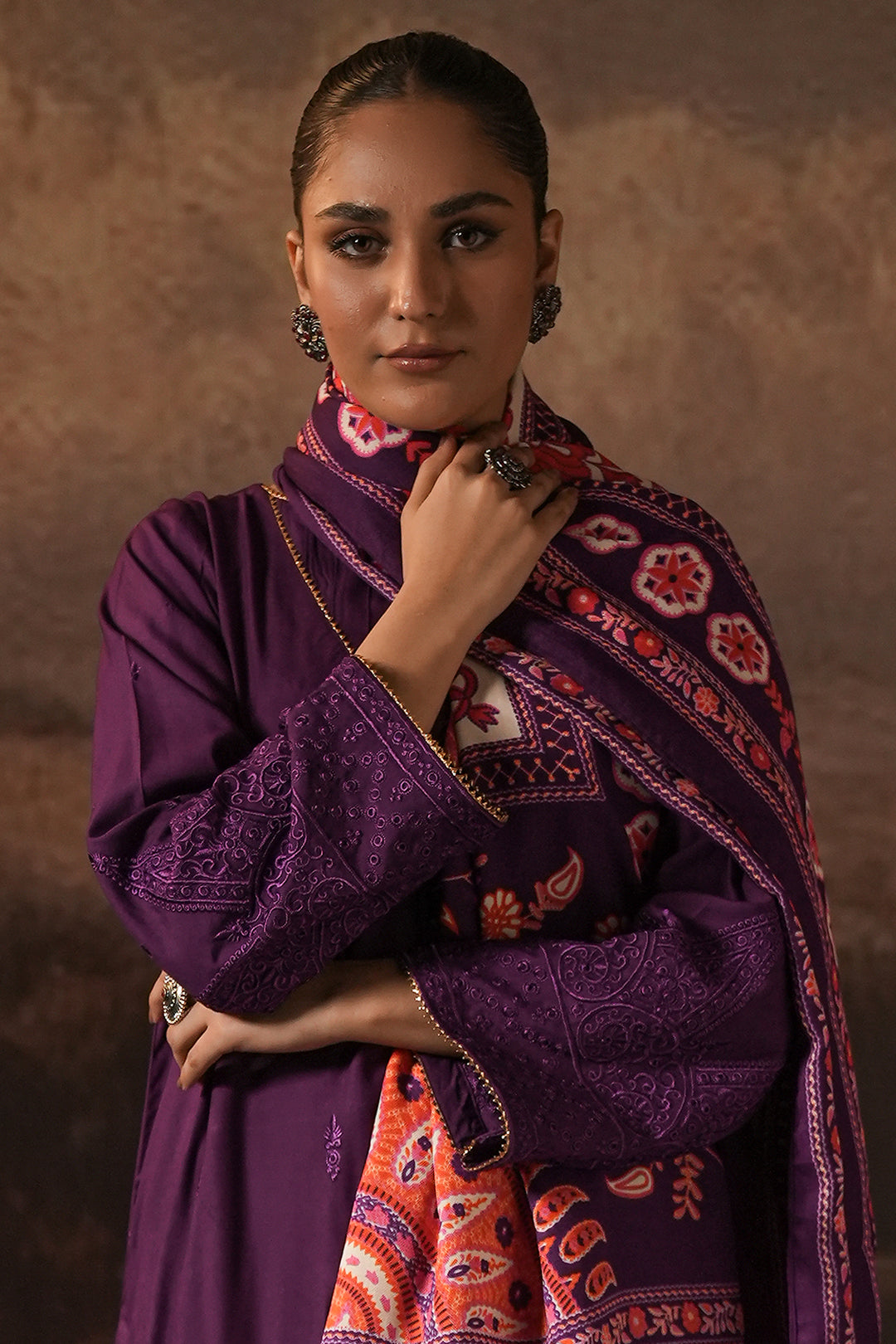 Zellbury | Unstitched 3 Piece Viscose | Embroidered Shirt Shalwar Shawl - 0248 Default Title