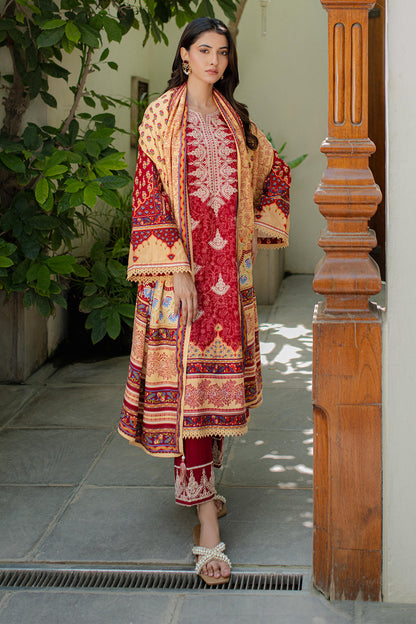 Zellbury | Unstitched 3 Piece Khaddar | Embroidered Shirt Shalwar Dupatta - 0309