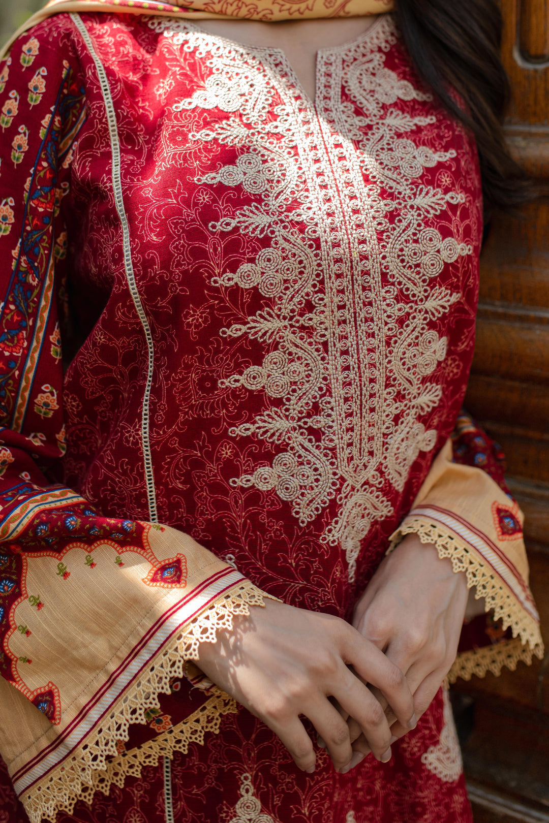 Zellbury | Unstitched 3 Piece Khaddar | Embroidered Shirt Shalwar Dupatta - 0309