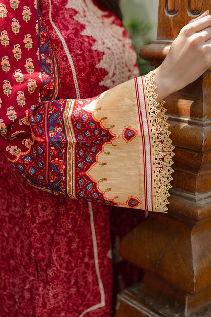 Zellbury | Unstitched 3 Piece Khaddar | Embroidered Shirt Shalwar Dupatta - 0309