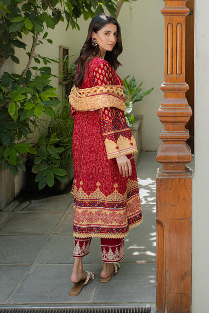 Zellbury | Unstitched 3 Piece Khaddar | Embroidered Shirt Shalwar Dupatta - 0309