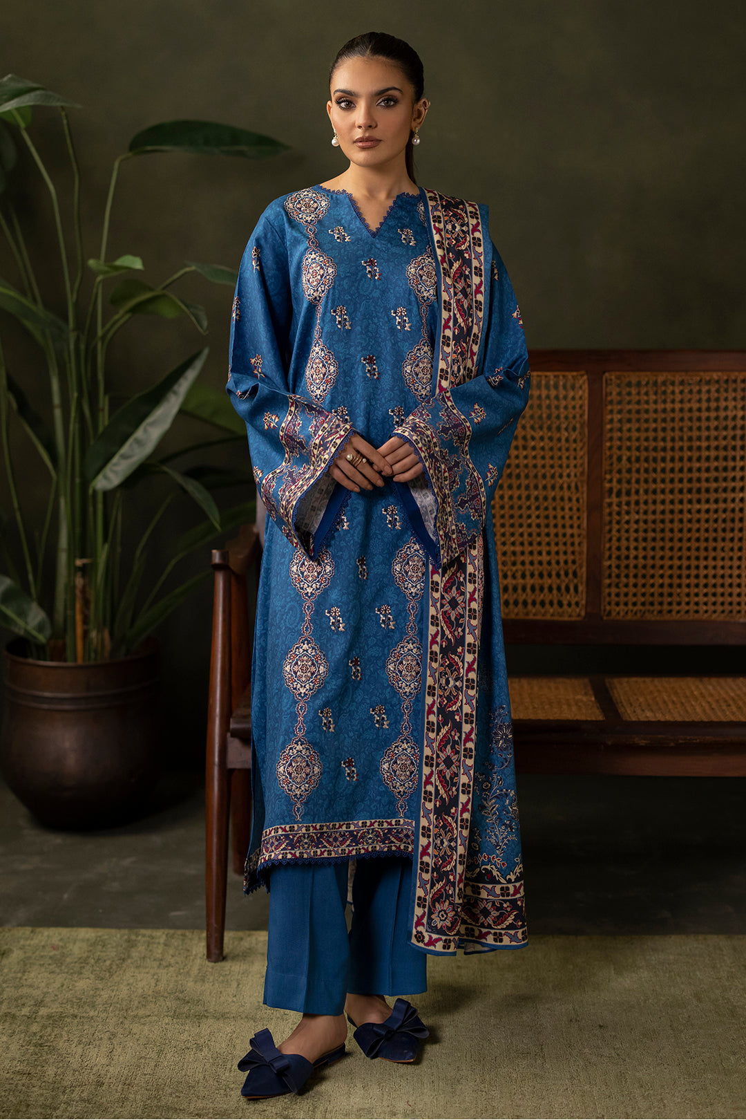 Zellbury | Unstitched 3 Piece Viscose | Embroidered Shirt Shalwar Dupatta - 0313
