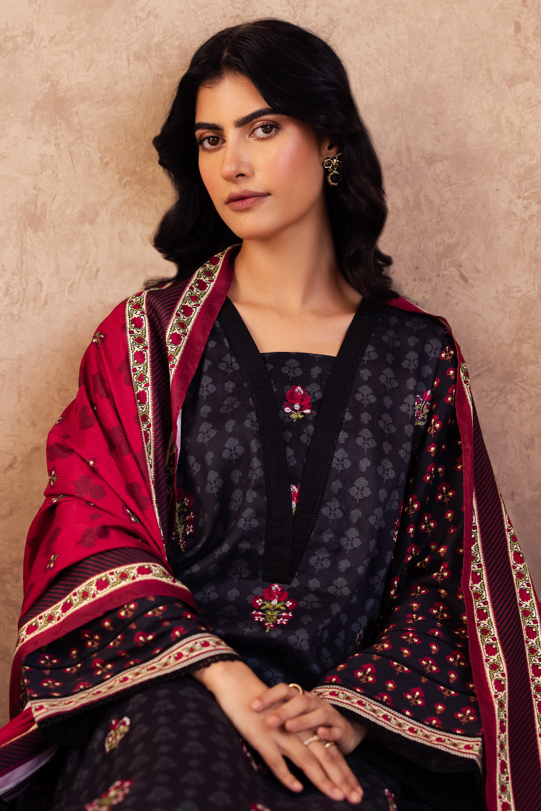 Zellbury | Unstitched 3 Piece Viscose | Embroidered Shirt Shalwar Dupatta - 0314 Default Title