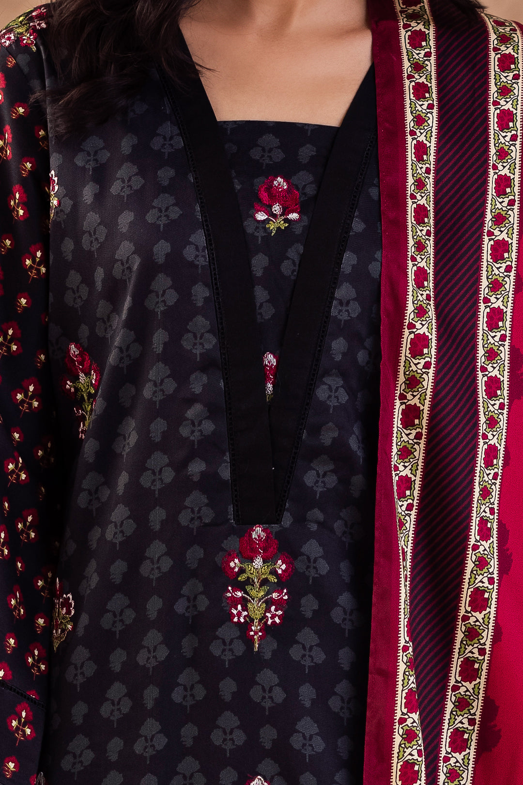Zellbury | Unstitched 3 Piece Viscose | Embroidered Shirt Shalwar Dupatta - 0314