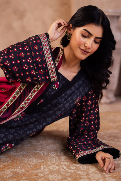 Zellbury | Unstitched 3 Piece Viscose | Embroidered Shirt Shalwar Dupatta - 0314
