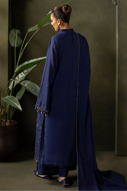 Zellbury | Unstitched 3 Piece Khaddar | Embroidered Shirt Shalwar Dupatta - 0322