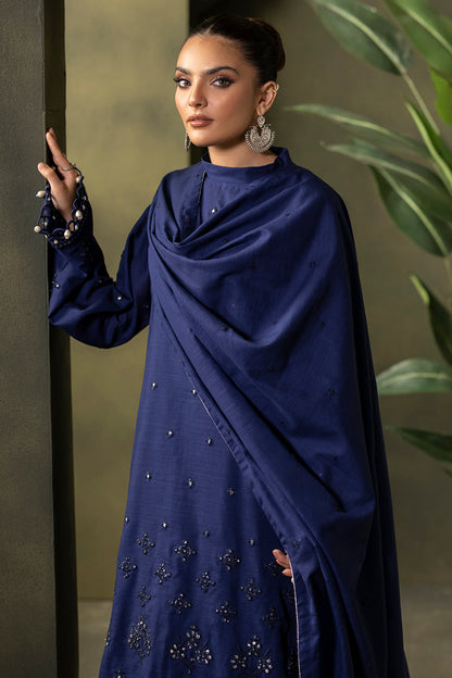 Zellbury | Unstitched 3 Piece Khaddar | Embroidered Shirt Shalwar Dupatta - 0322