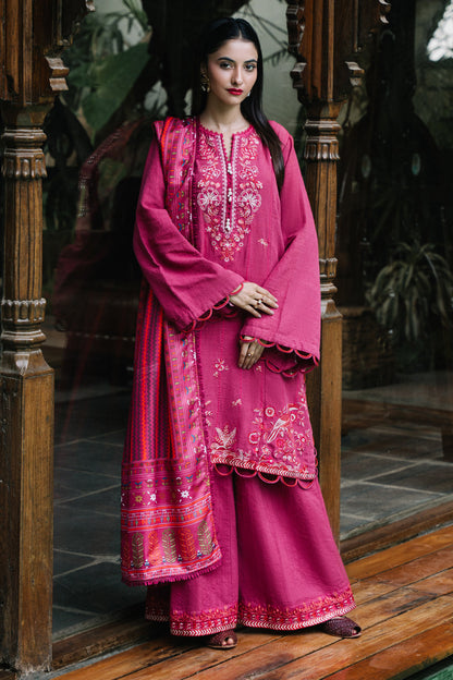 Zellbury | Unstitched 3 Piece Khaddar | Embroidered Shirt Shalwar Dupatta - 0328