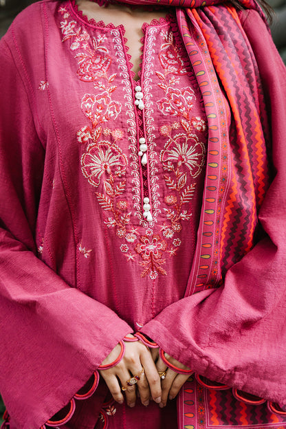 Zellbury | Unstitched 3 Piece Khaddar | Embroidered Shirt Shalwar Dupatta - 0328
