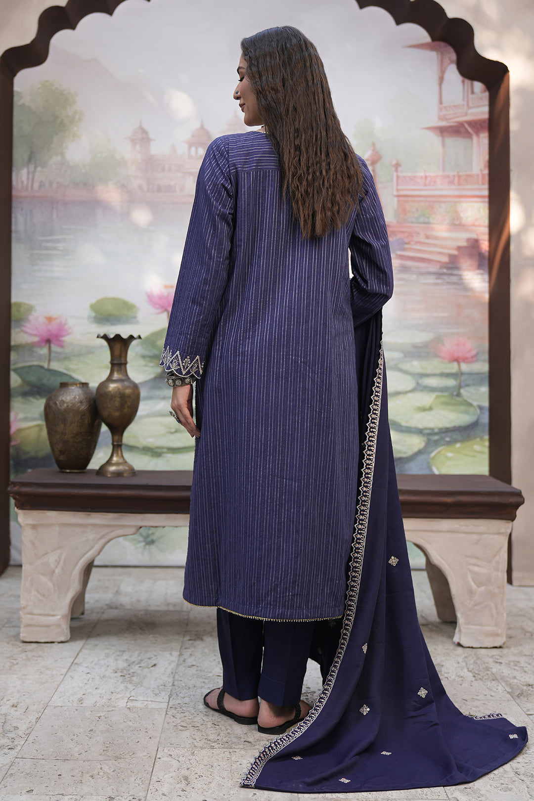 Zellbury | Unstitched 3 Piece Khaddar | Embroidered Shirt Shalwar Shawl - 0409