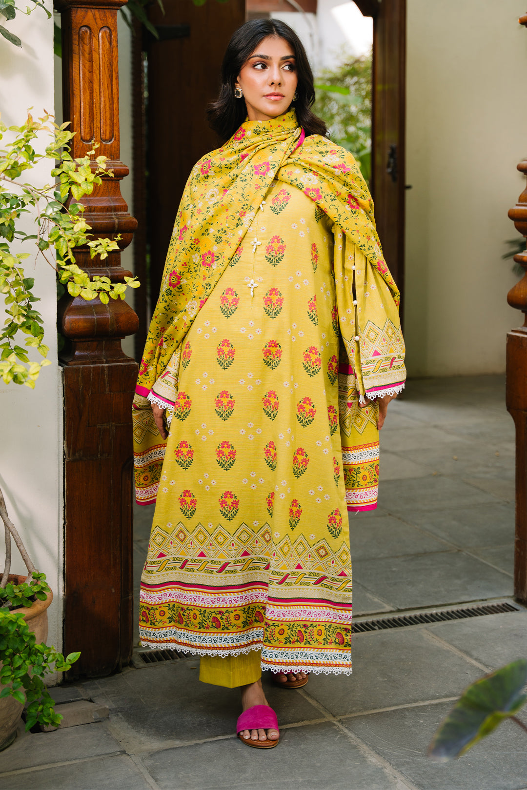 Zellbury | Unstitched 2 Piece Khaddar | Shirt Dupatta - 0158