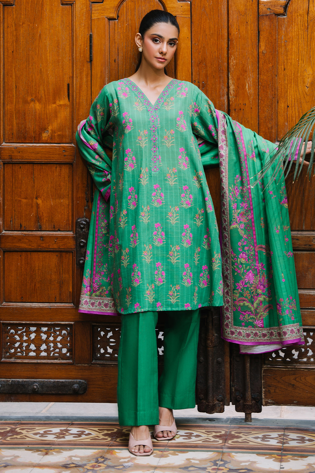 Zellbury | Unstitched 2 Piece Khaddar | Shirt Dupatta - 0159