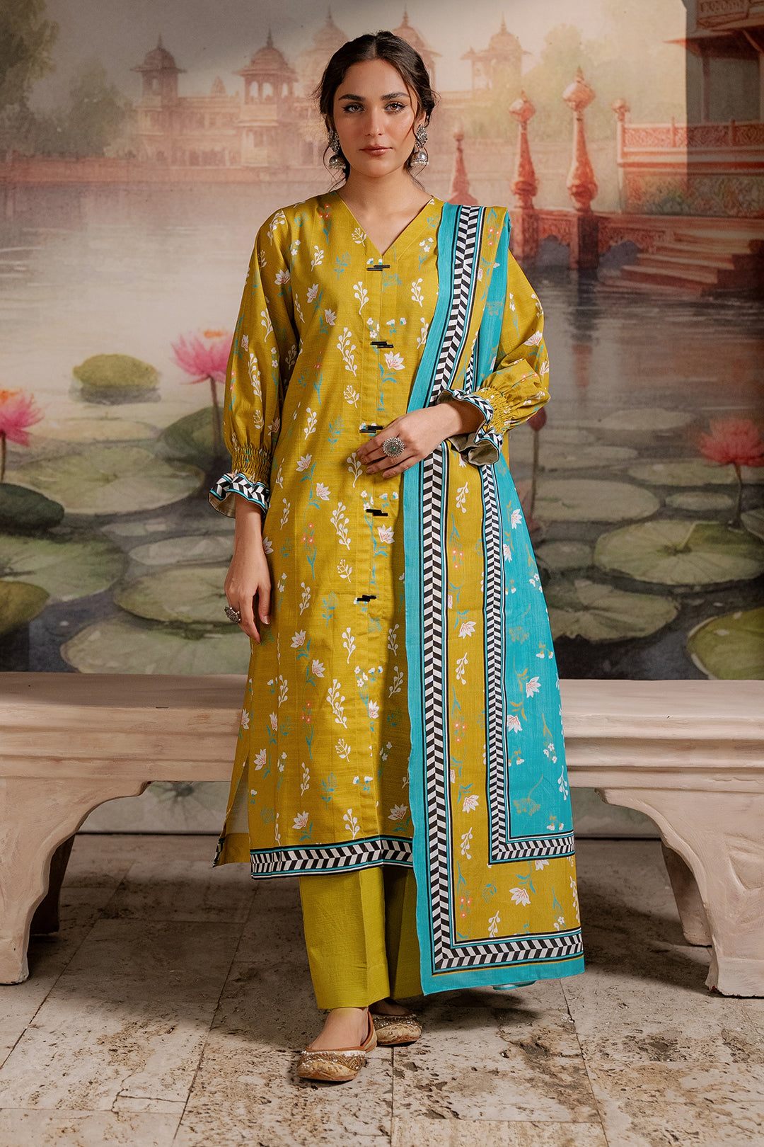 Zellbury | Unstitched 2 Piece Khaddar | Shirt Dupatta - 0423