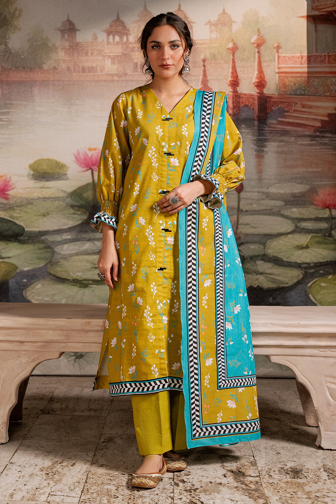 Zellbury | Unstitched 2 Piece Khaddar | Shirt Dupatta - 0423