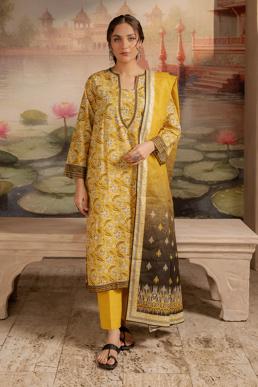 Zellbury | Unstitched 2 Piece Khaddar | Shirt Dupatta - 0424