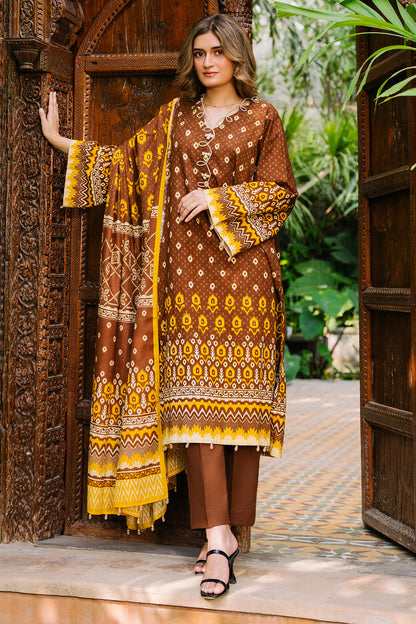 Zellbury | Unstitched 3 Piece Khaddar | Shirt Shalwar Dupatta - 0182