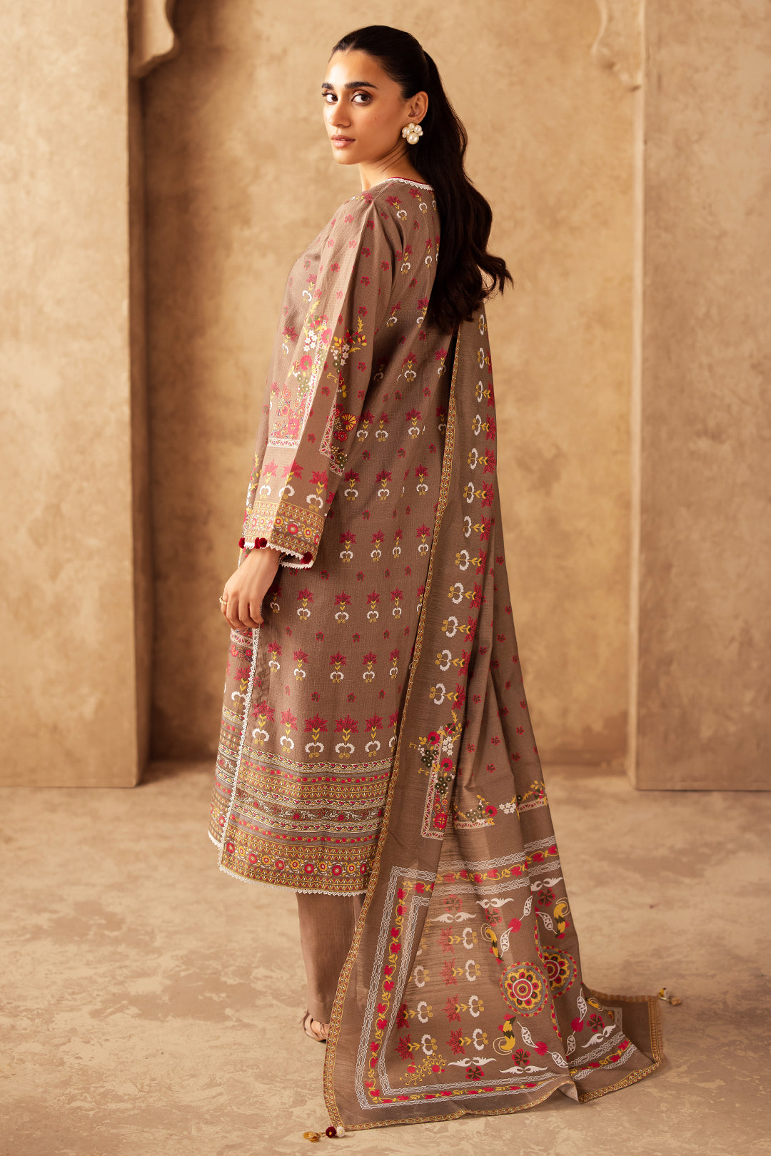 Zellbury | Unstitched 3 Piece Khaddar | Shirt Shalwar Dupatta - 0190