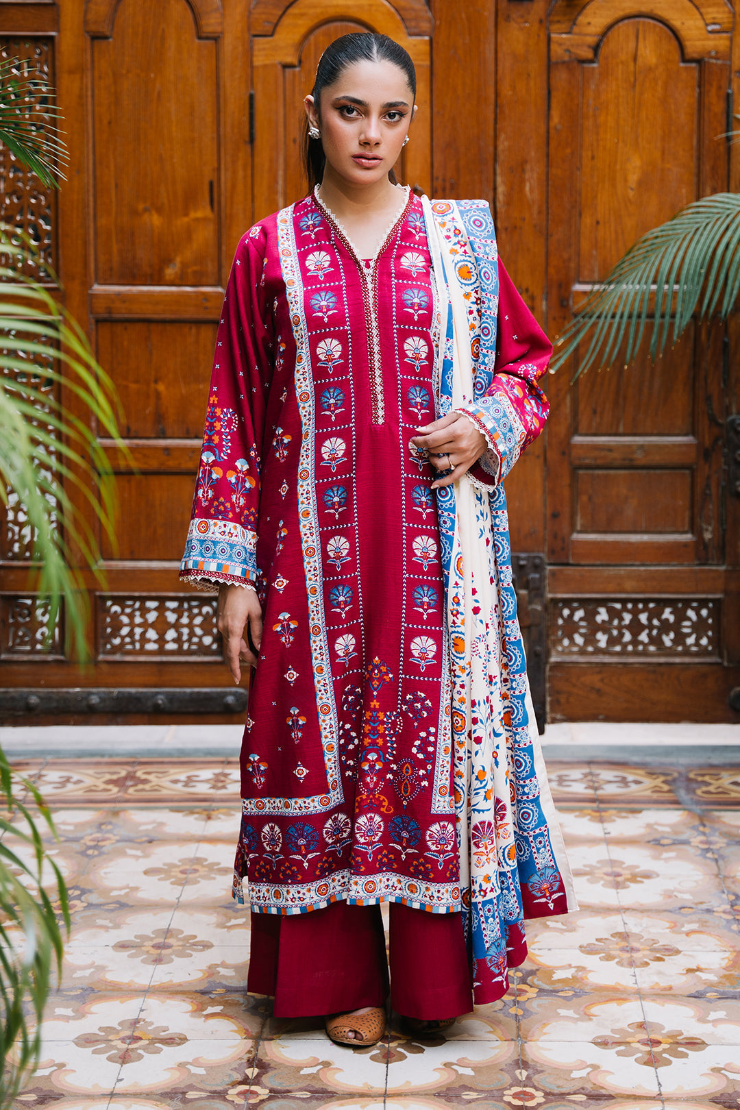 Zellbury | Unstitched 3 Piece Khaddar | Shirt Shalwar Dupatta - 0197