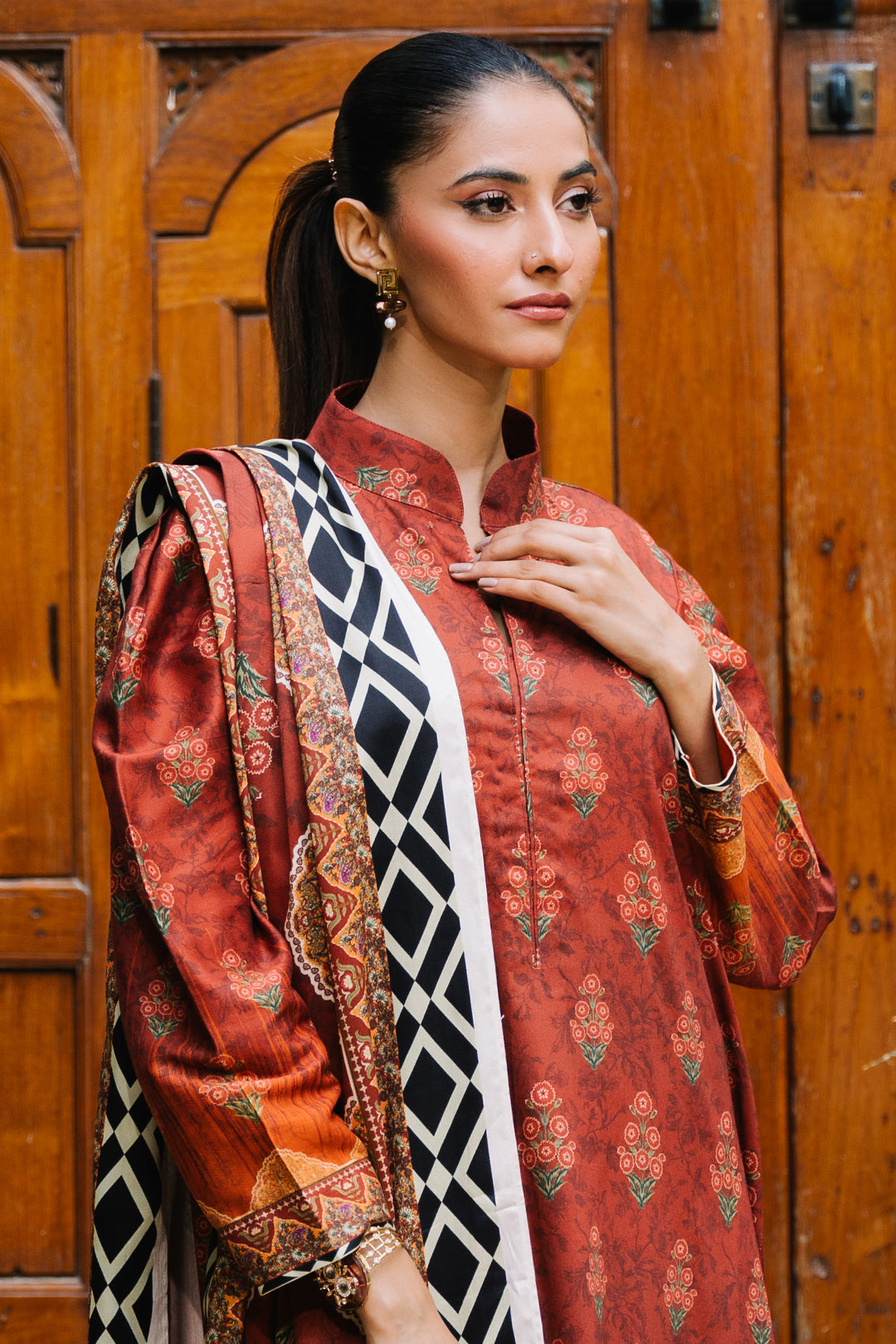 Zellbury | Unstitched 3 Piece Viscose | Shirt Shalwar Dupatta - 0208 Default Title