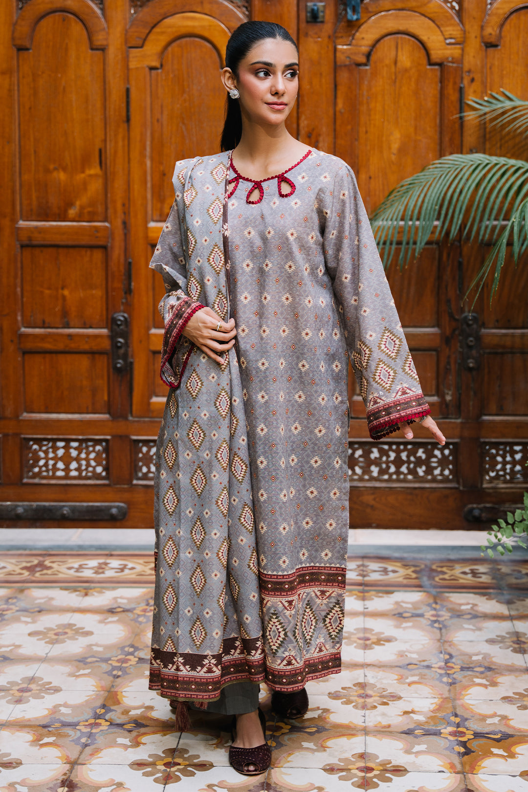 Zellbury | Unstitched 3 Piece Karandi | Shirt Shalwar Dupatta - 0209